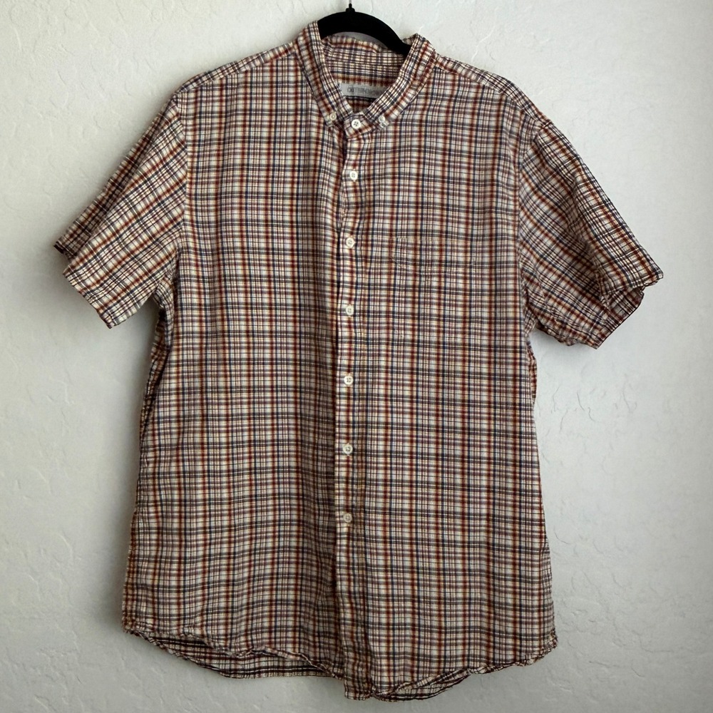 Outerknown Men's Outdoor Hiking Short Sleeve Plaid Button Down Polo Shirt XL